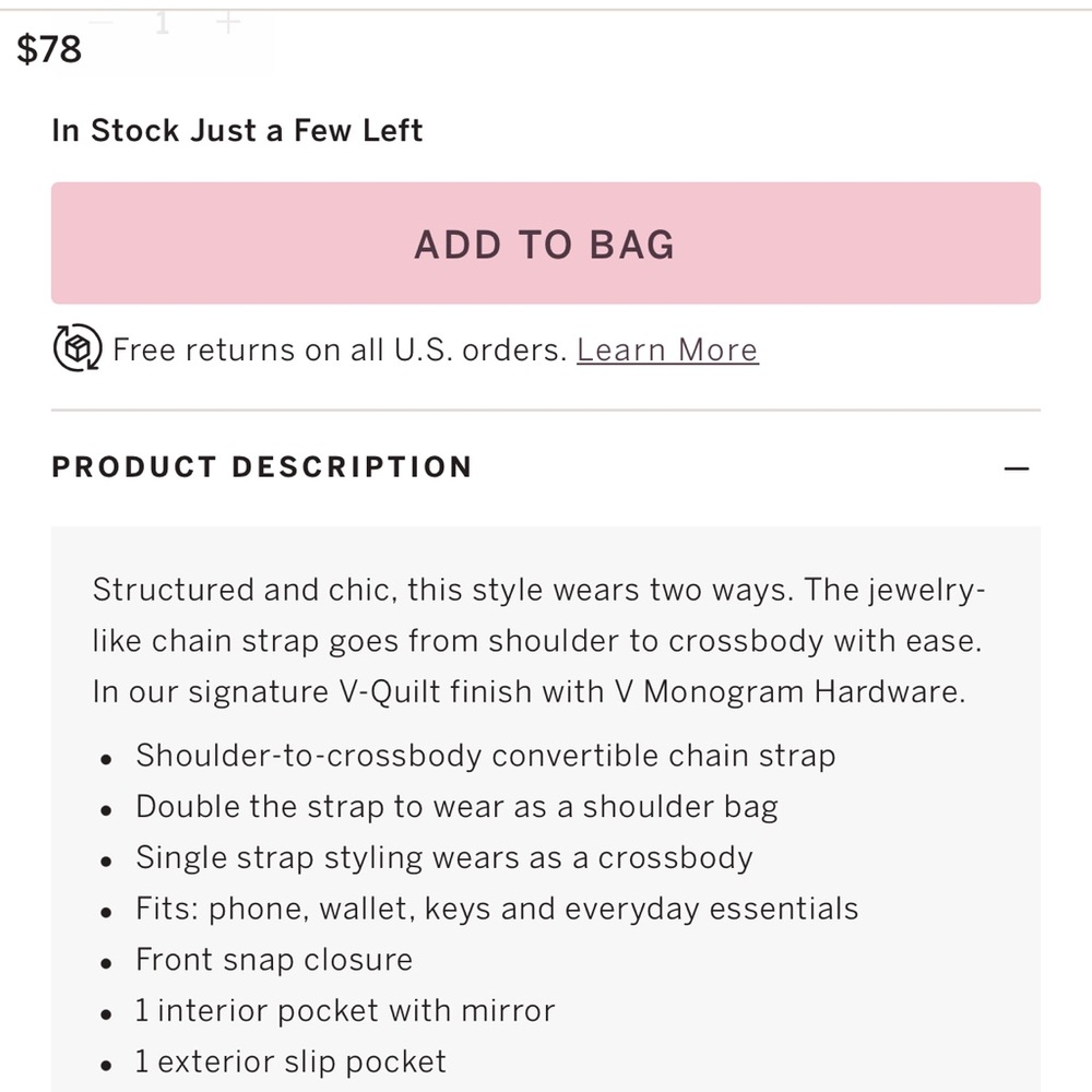 Womens Shoulder Bag, The Victoria Medium Shoulder Bag, by Victoria Secret, NWT - Picture 9 of 12